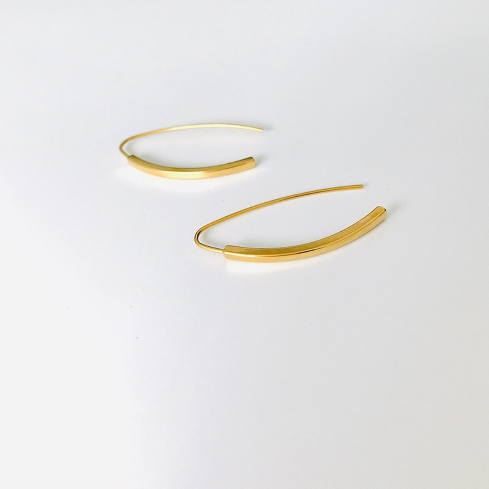 Gold Plated Minimalist Earrings - Picture 5 of 6
